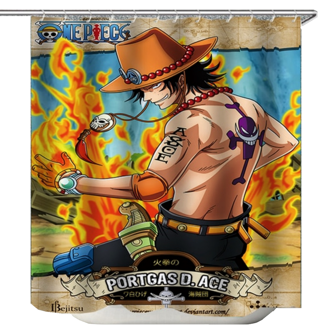 Portgas D Ace Duschdraperi