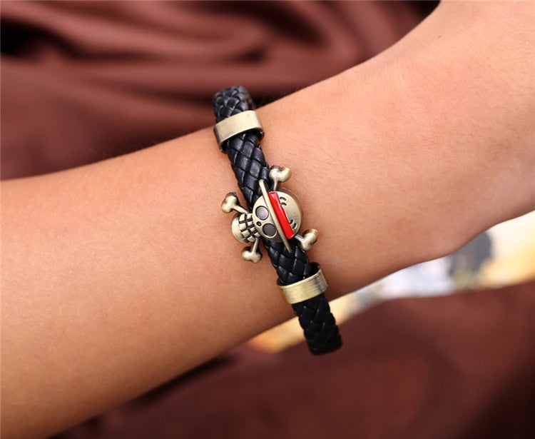 Läderarmband Luffy Svart