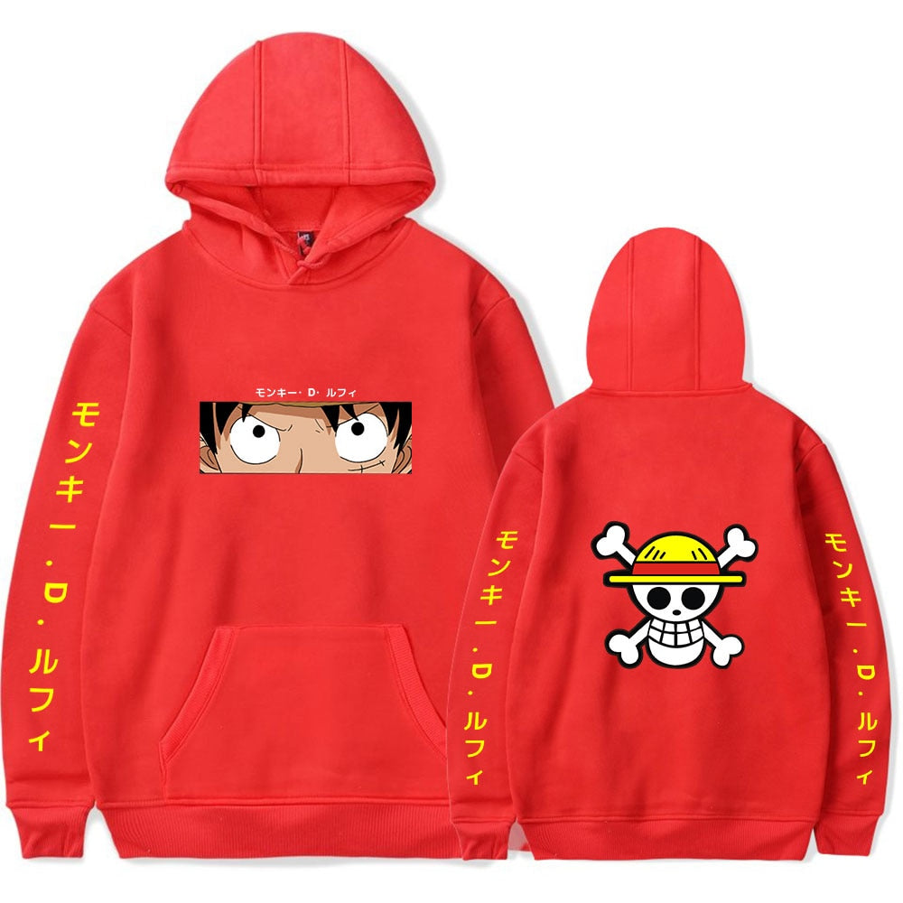 Luffy Hoodie Röd